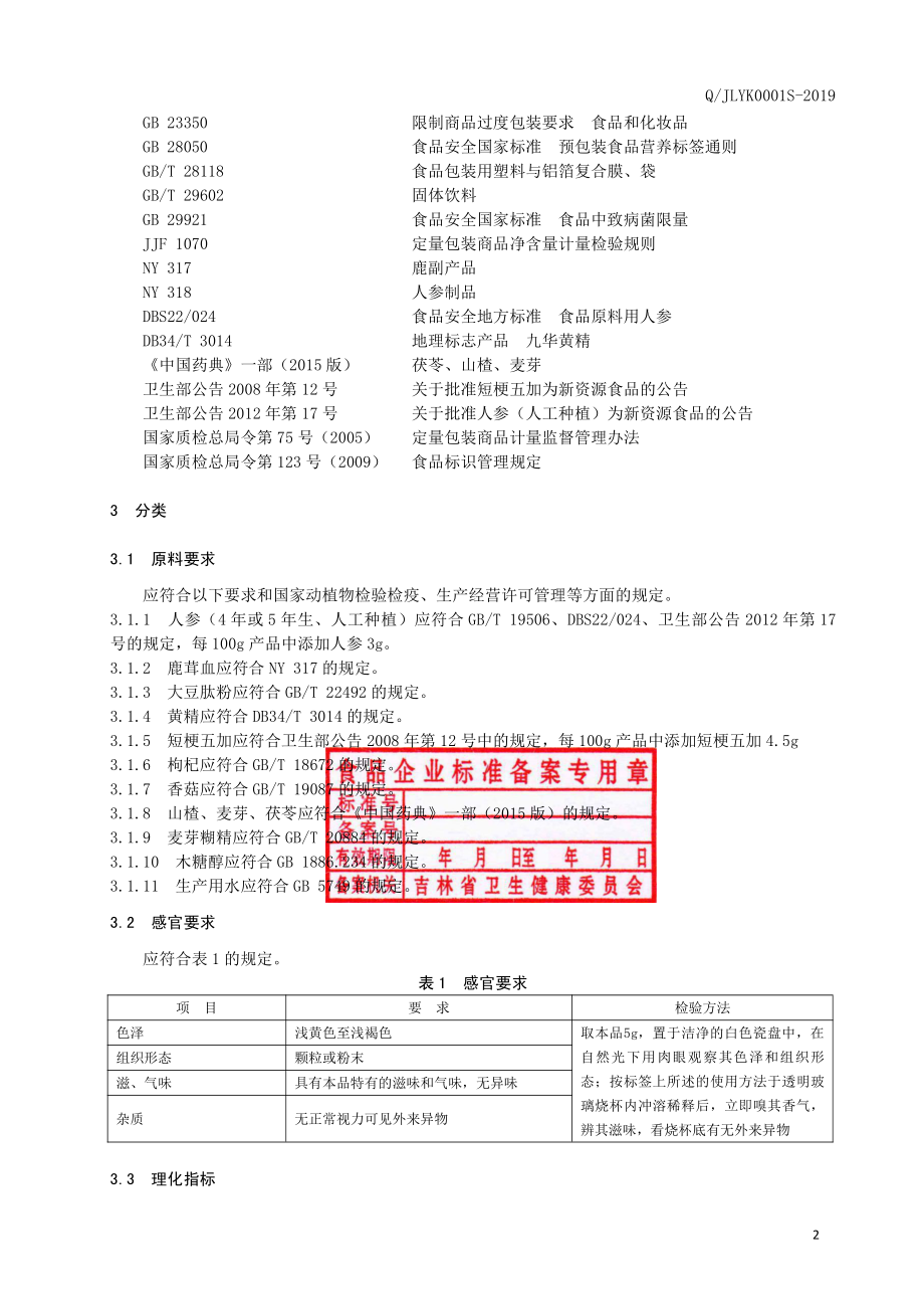 QJLYK 0001 S-2019 人参鹿茸血小分子肽颗粒（固体饮料）.pdf_第3页