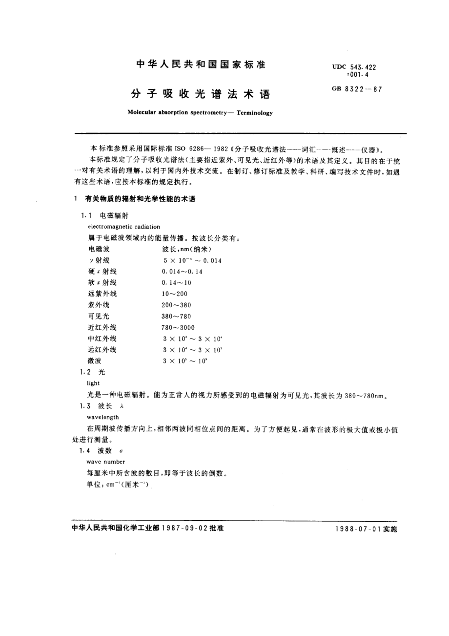 GB 8322-1987 分子吸收光谱法术语.pdf_第1页