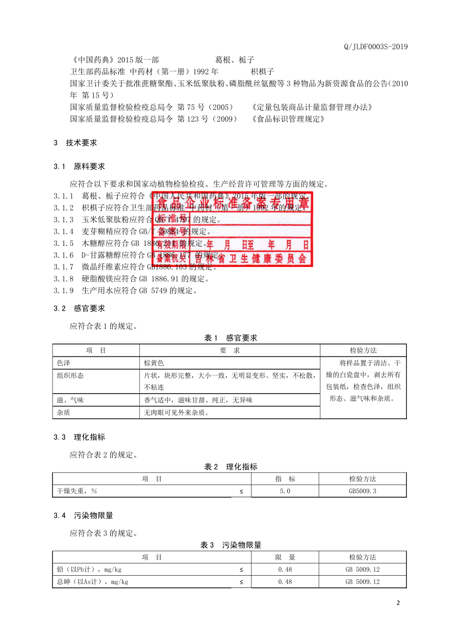 QJLDF 0003 S-2019 玉米低聚肽葛根片（压片糖果）.pdf_第3页