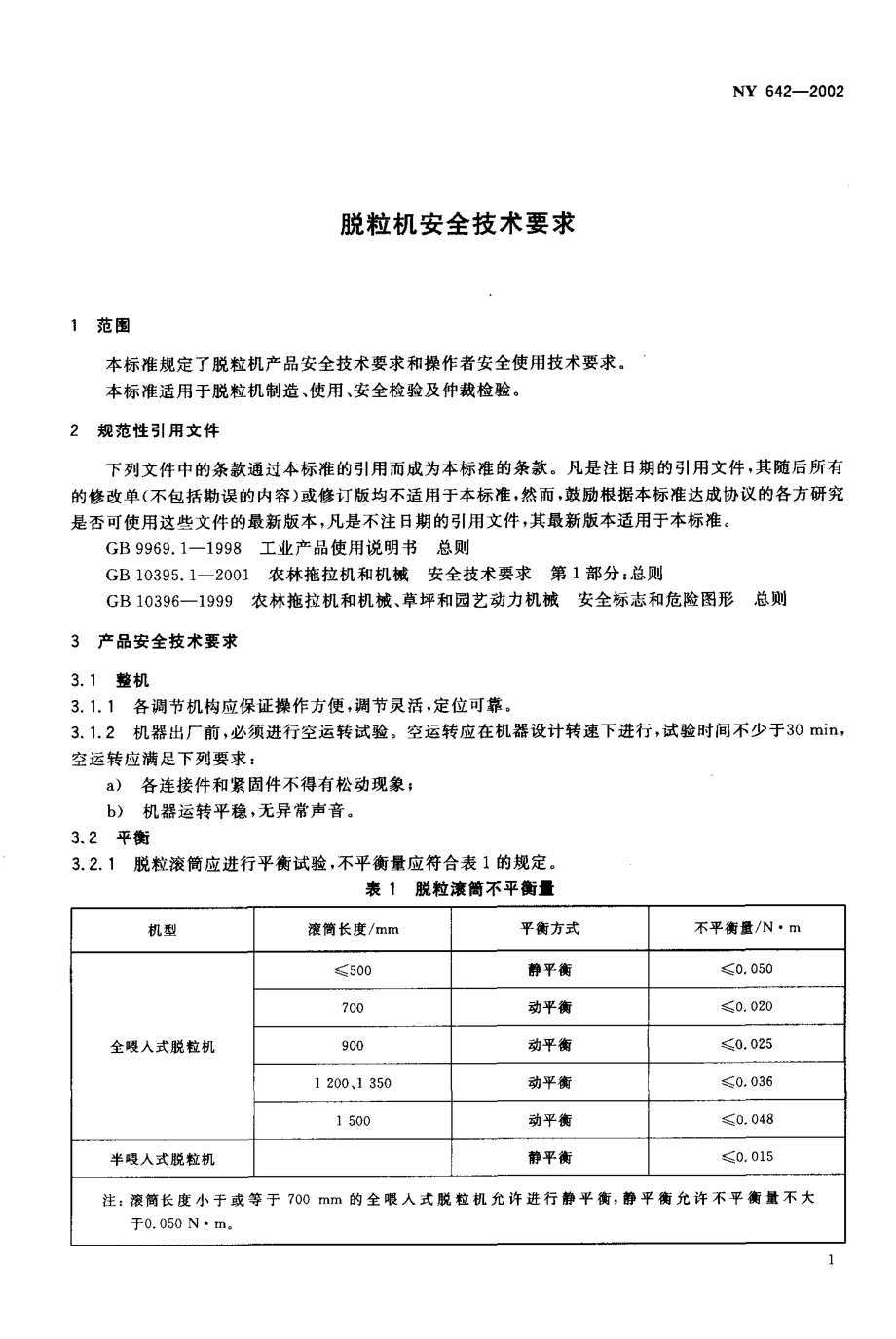 NY 642-2002 脱料机安全技术要求.pdf_第3页