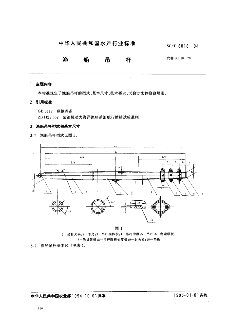 SCT 8018-1994 渔船吊杆.pdf_第1页