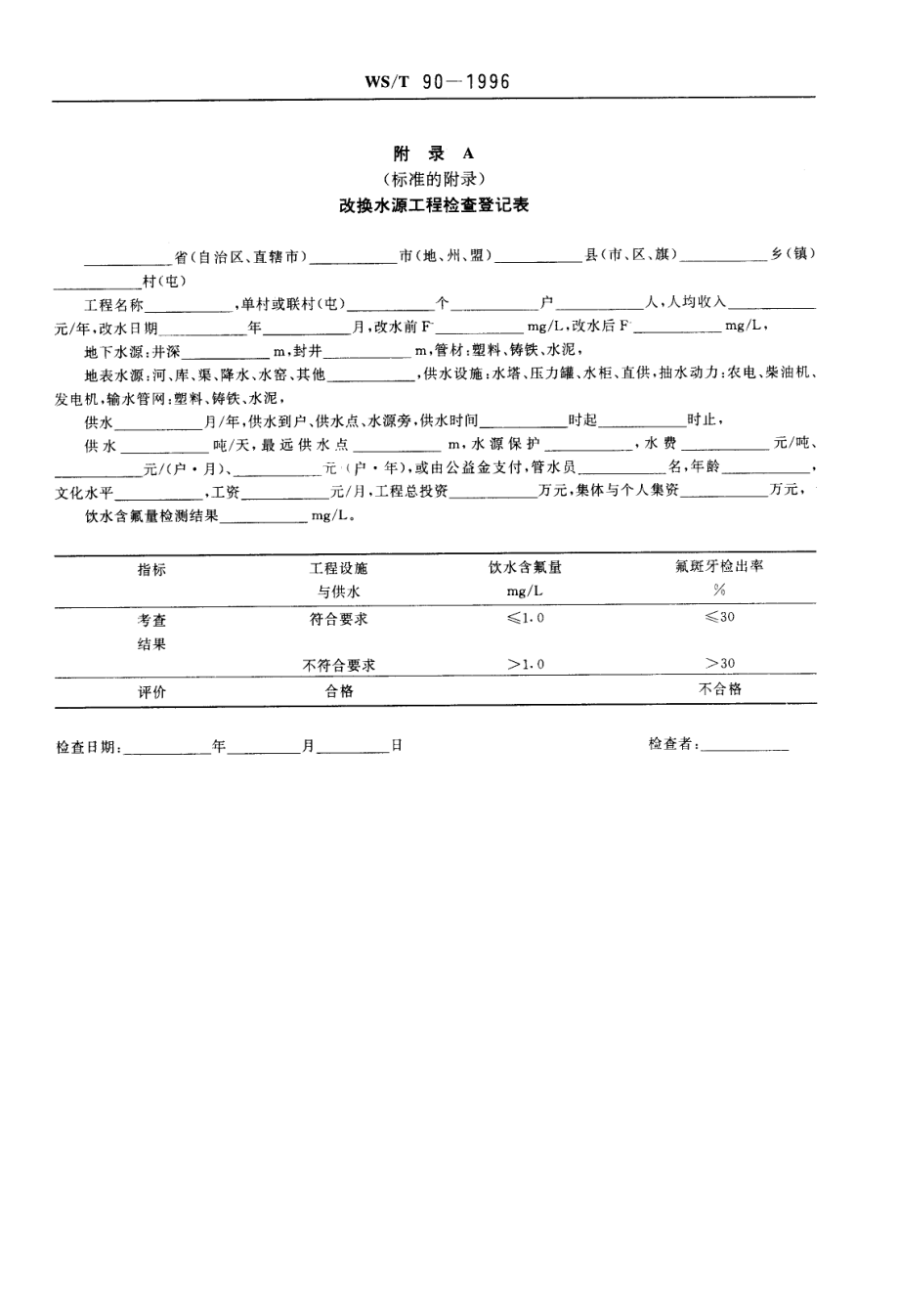 WST 90-1996 改水降氟措施效果评价标准.pdf_第3页