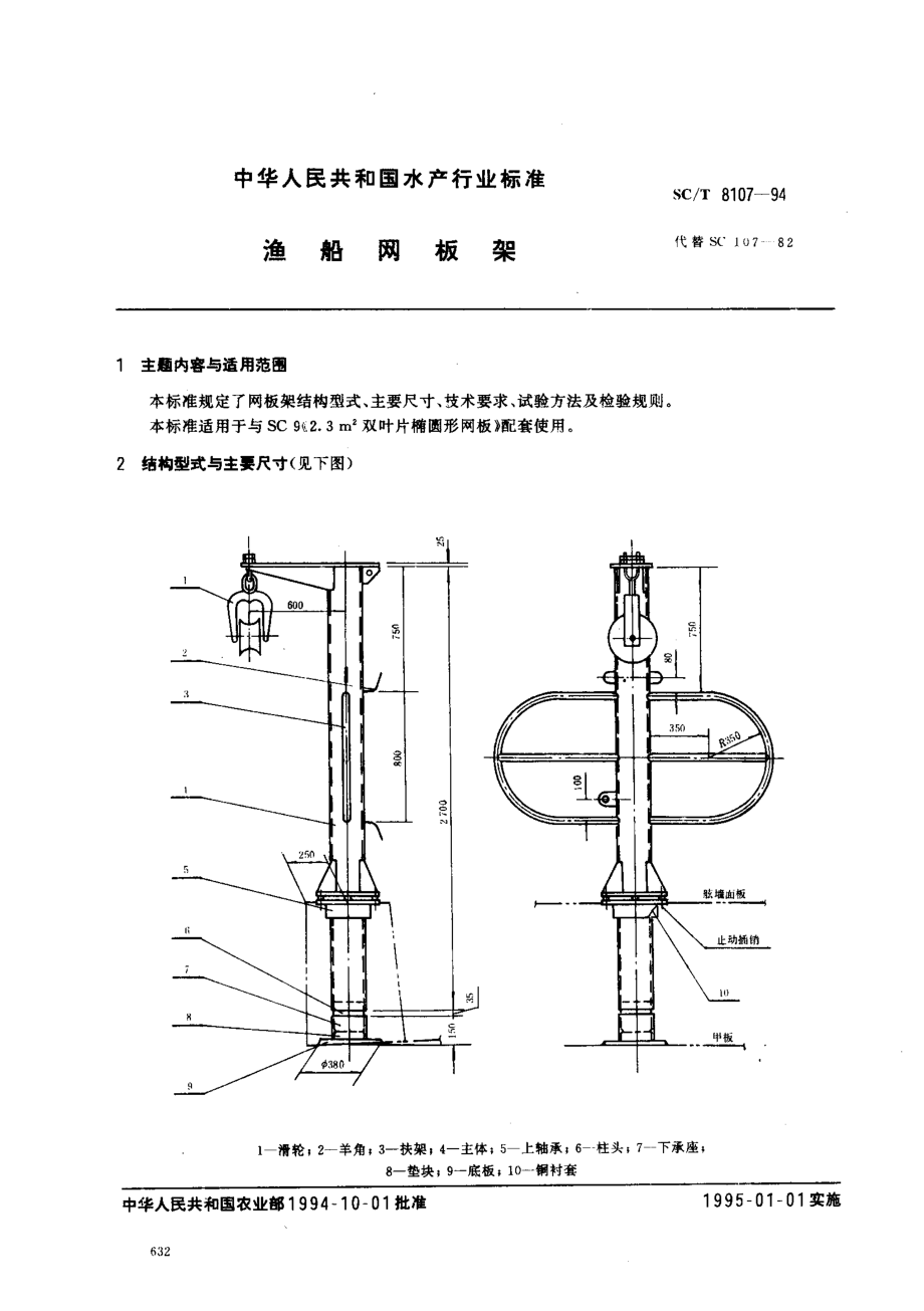 SCT 8107-1994 渔船网板架.pdf_第1页