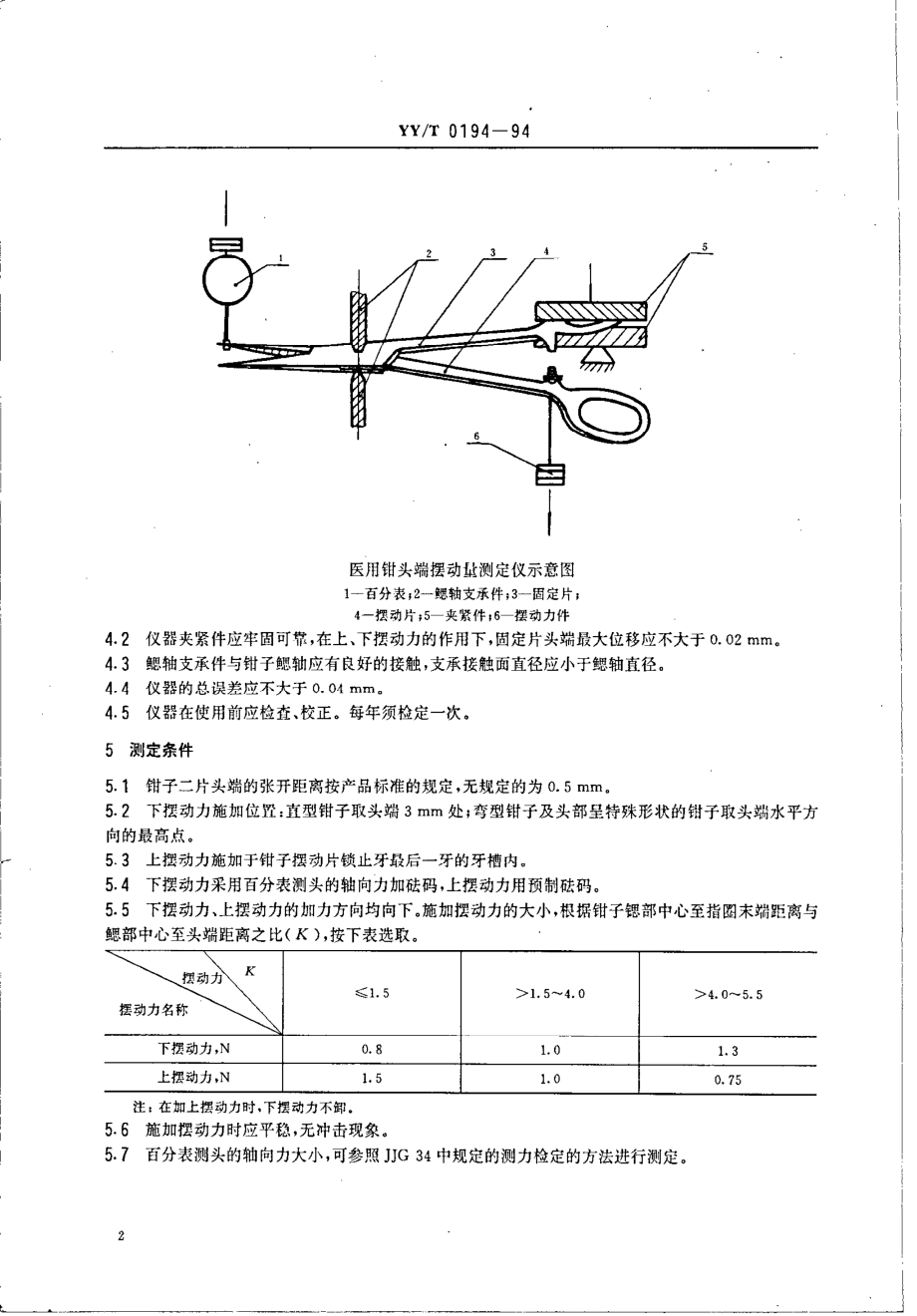 yy 0194-1994 医用钳头端摆动量测定方法.pdf_第3页