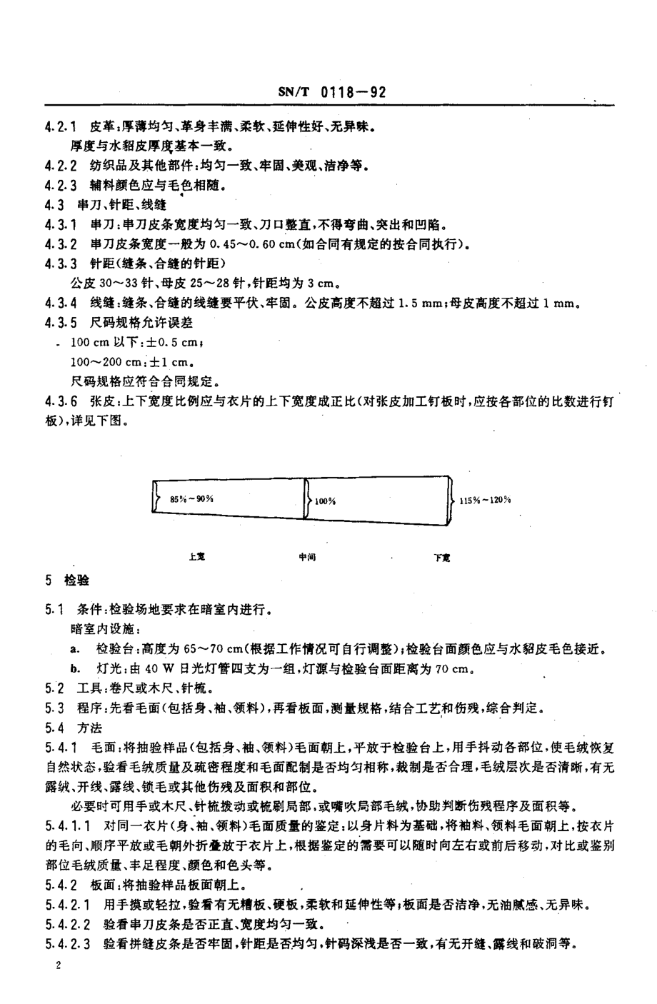 SN-T 0118-1992 出口水貂皮串刀衣片检验规程.pdf_第3页