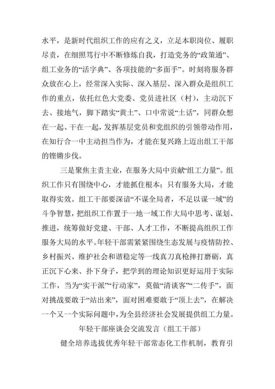 2023年年轻干部座谈会交流发言（组工干部）.docx_第2页