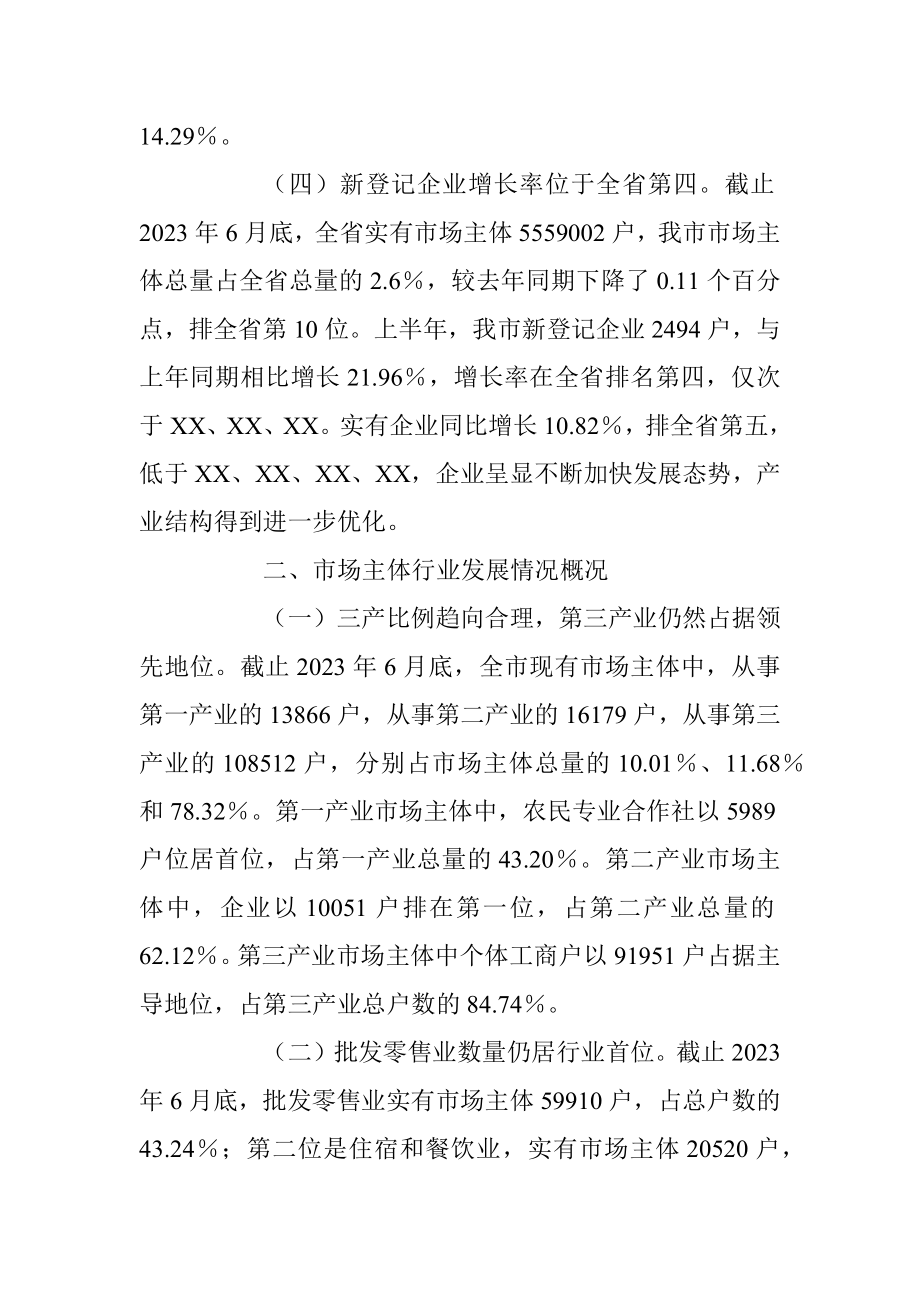 某市2023年上半年市场主体发展情况报告.docx_第2页