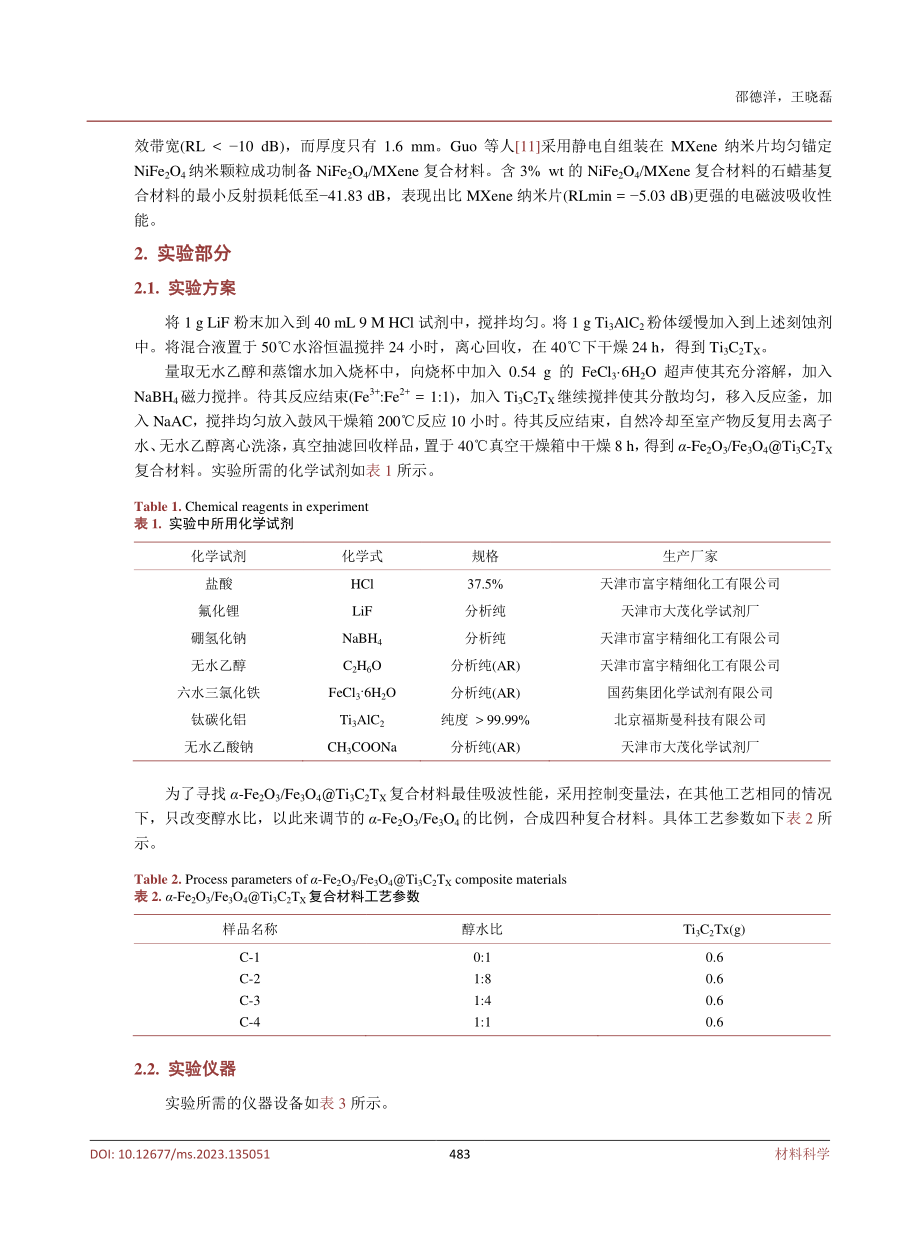 α-Fesub2_subOsub3_sub_Fesub3_subOsub4_sub%40Tisub3_subCsub2_subTsubX_sub复合材料制备及吸波性能研究.pdf_第3页