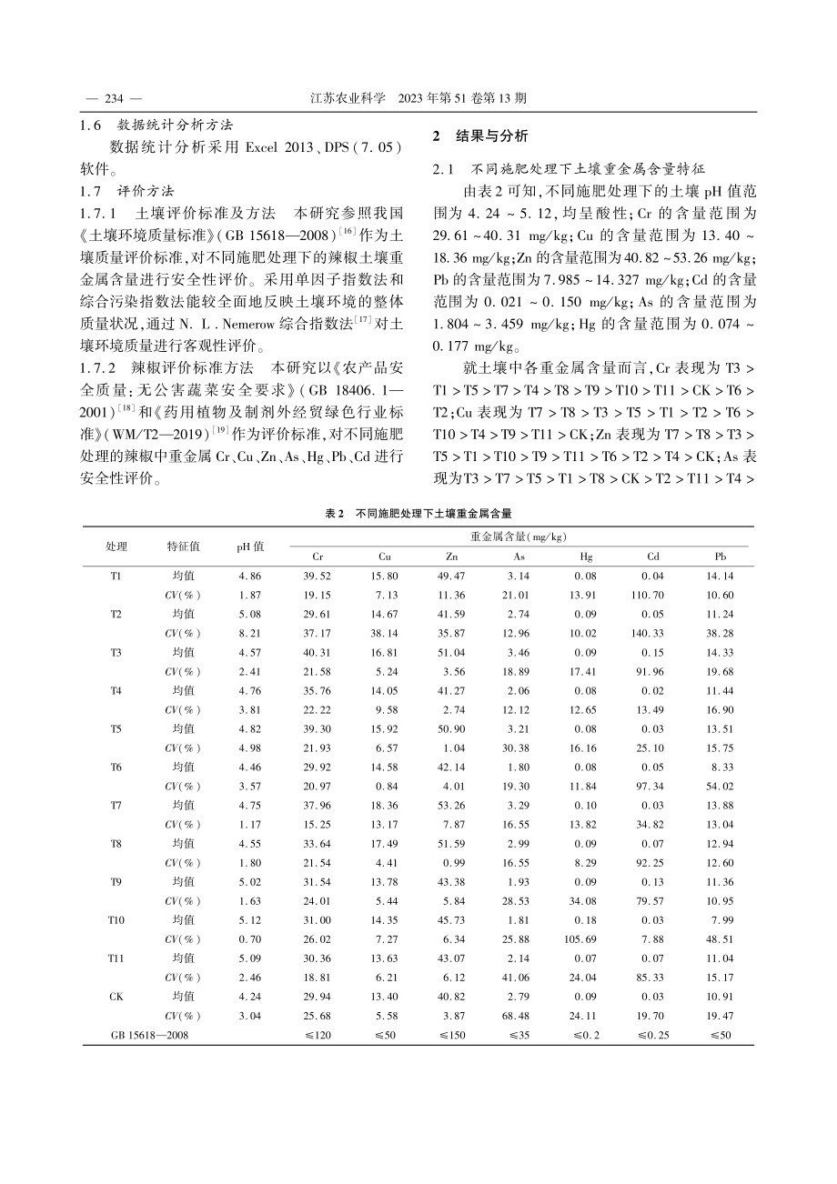 不同施肥处理对连作土壤-辣...属富集特性及辣椒品质的影响_柳小兰.pdf_第3页