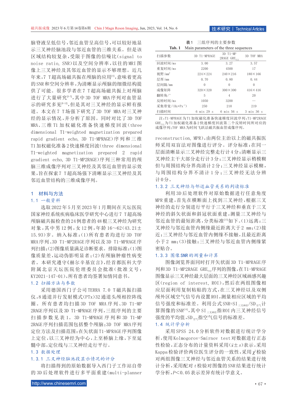 超高场7 T MRI对三叉神经及邻近血管的显示的应用研究.pdf_第2页