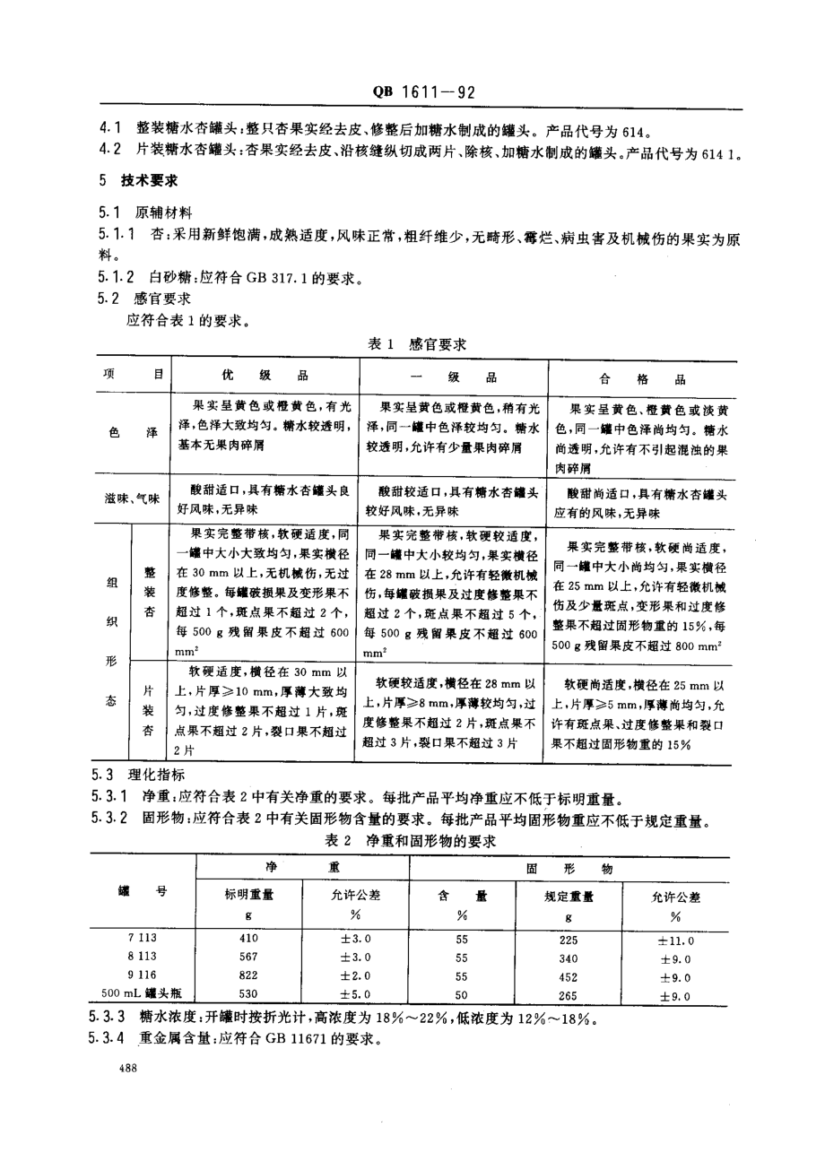 QBT 1611-1992 糖水杏罐头.pdf_第2页