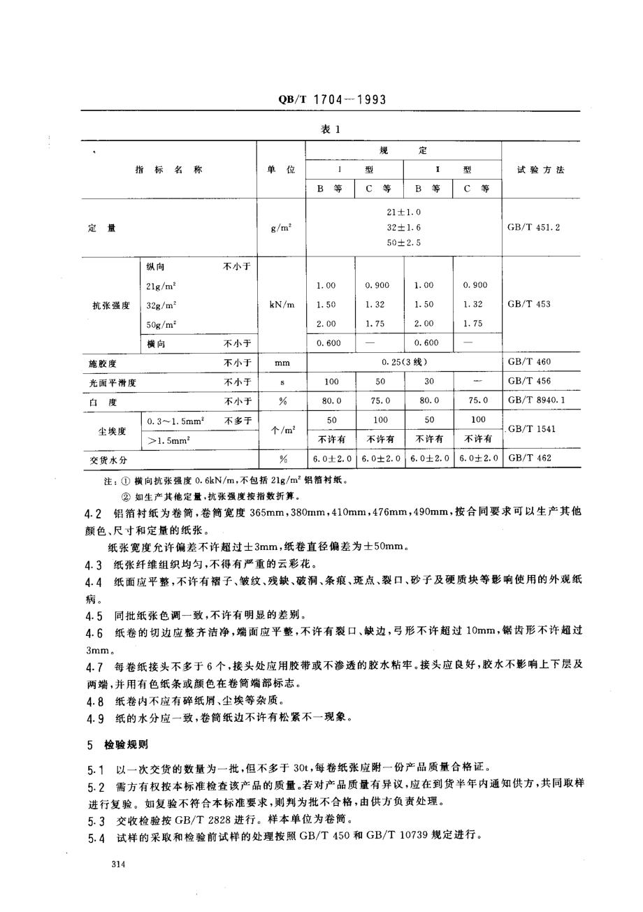 QBT 1704-1993 铝箔衬纸.pdf_第2页