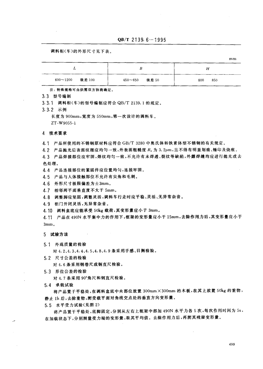 QBT 2139.6-1995 不锈钢厨房设备 调料柜(车).pdf_第2页