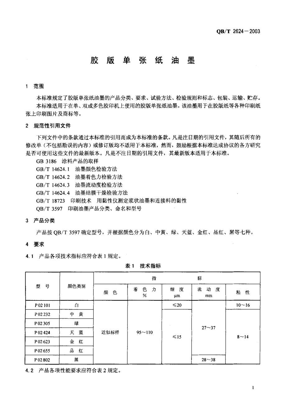 QBT 2624-2003 胶版单张纸油墨.pdf_第3页