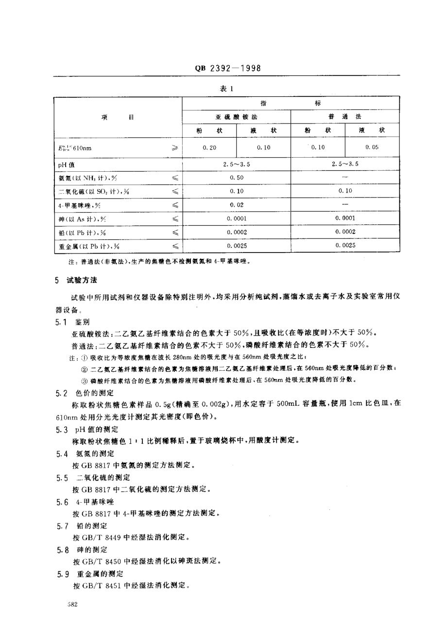 QB 2392-1998 食品添加剂 焦糖色（亚硫酸铵法和普通法）.pdf_第3页