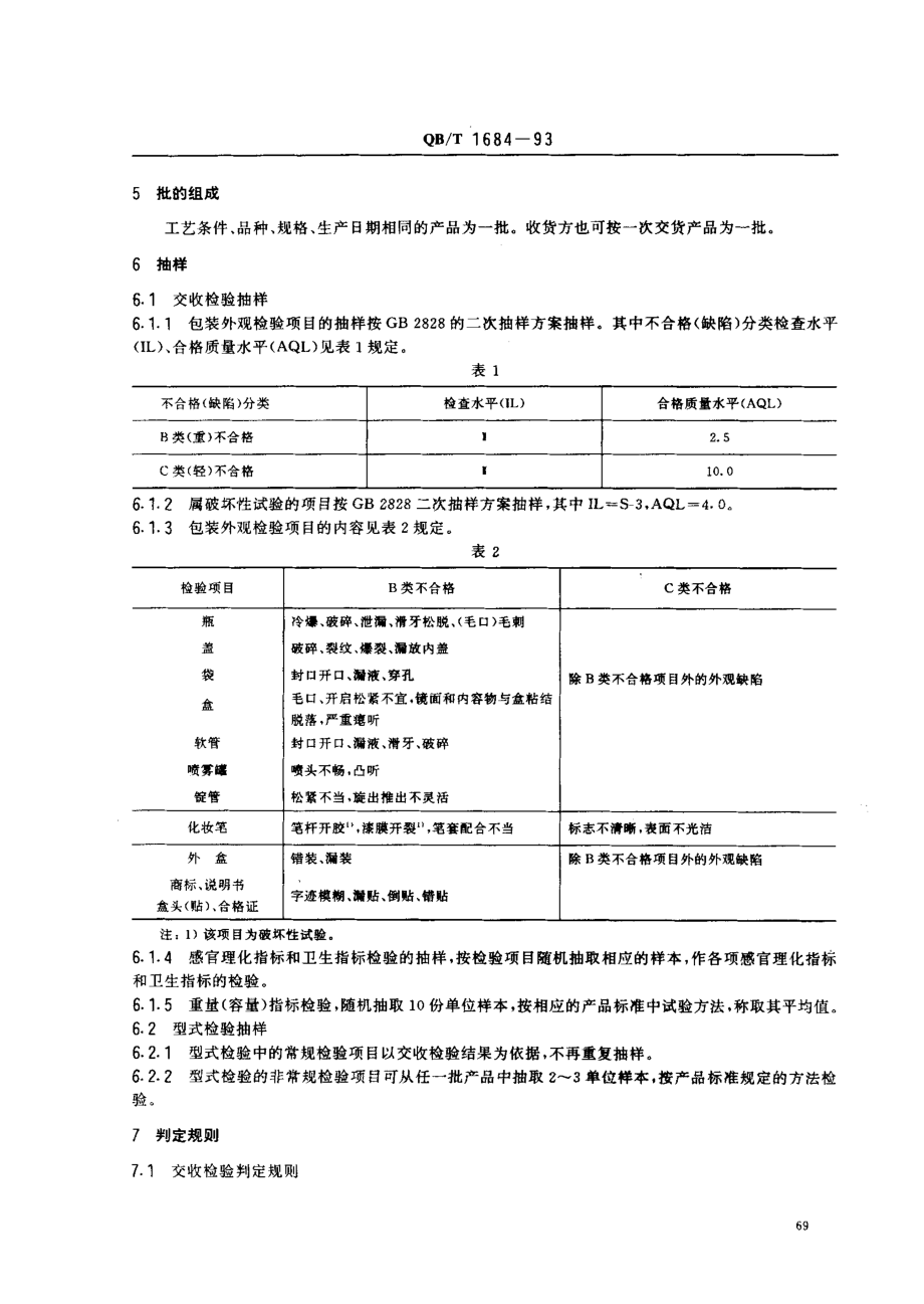 QBT 1684-1993 化妆品检验规则.pdf_第2页