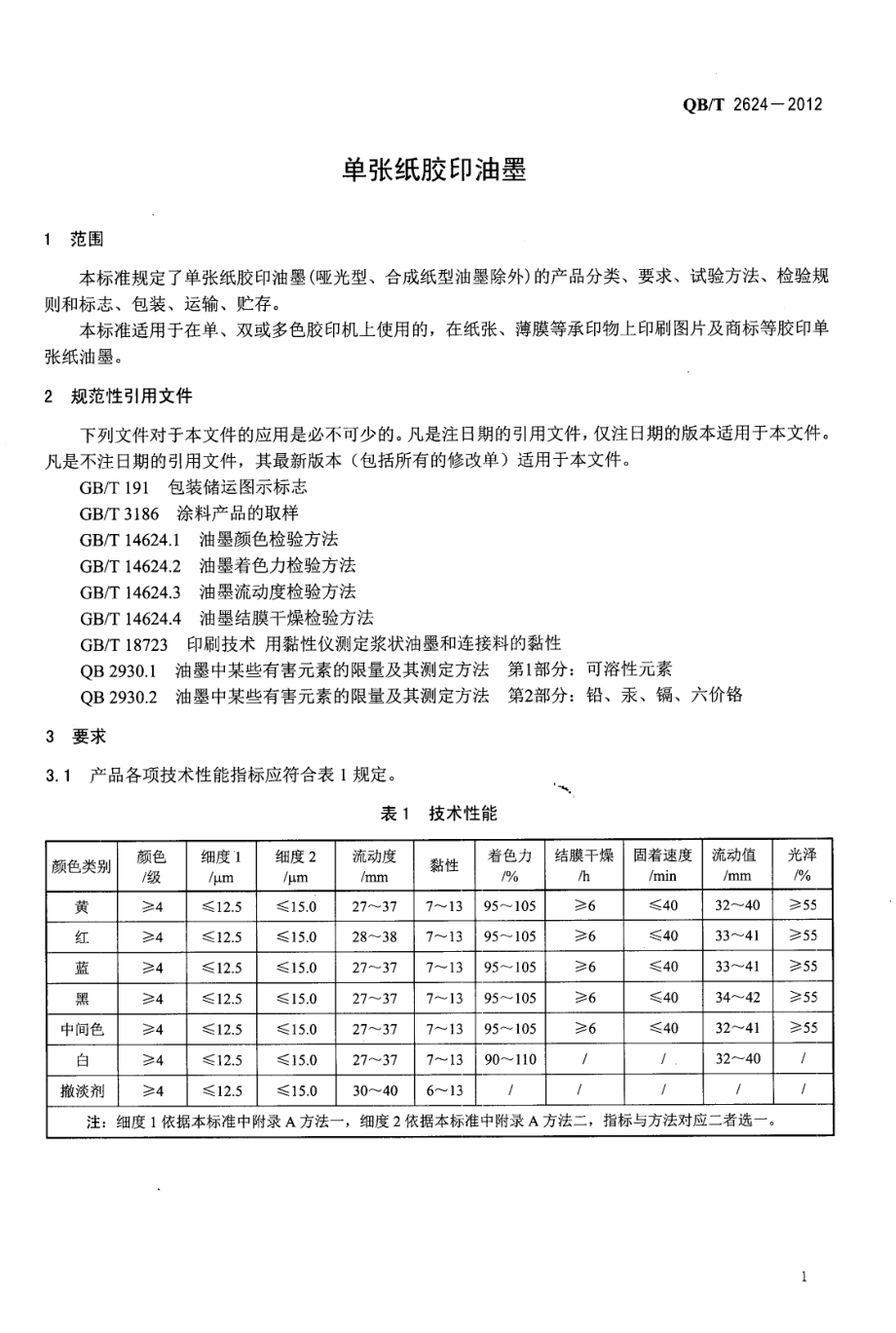 QBT 2624-2012 单张纸胶印油墨.pdf_第3页