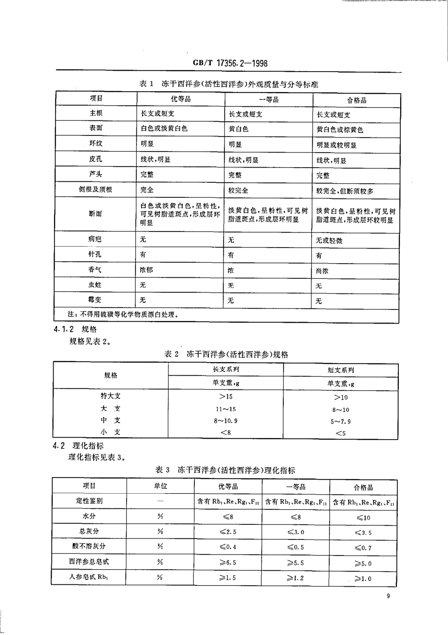 GBT 17356.2-1998 冻干西洋参(活性西洋参)分等质量标准.pdf_第3页