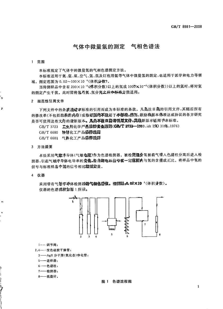 GBT 8981-2008 气体中微量氢的测定 气相色谱法.pdf_第3页