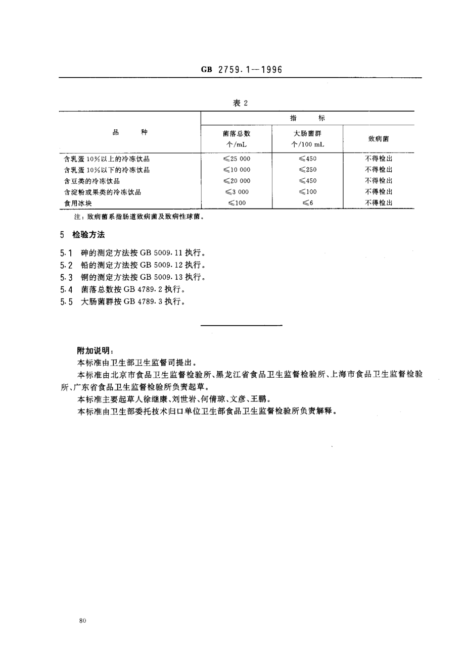 GB 2759.1-1996 冷冻饮品卫生标准.pdf_第2页