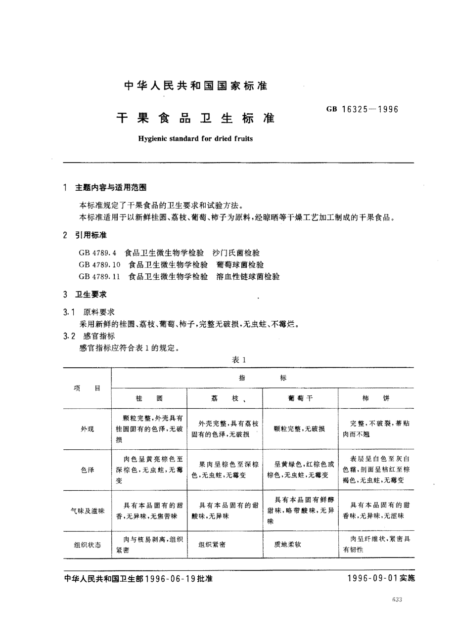 GB 16325-1996 干果食品卫生标准.pdf_第1页