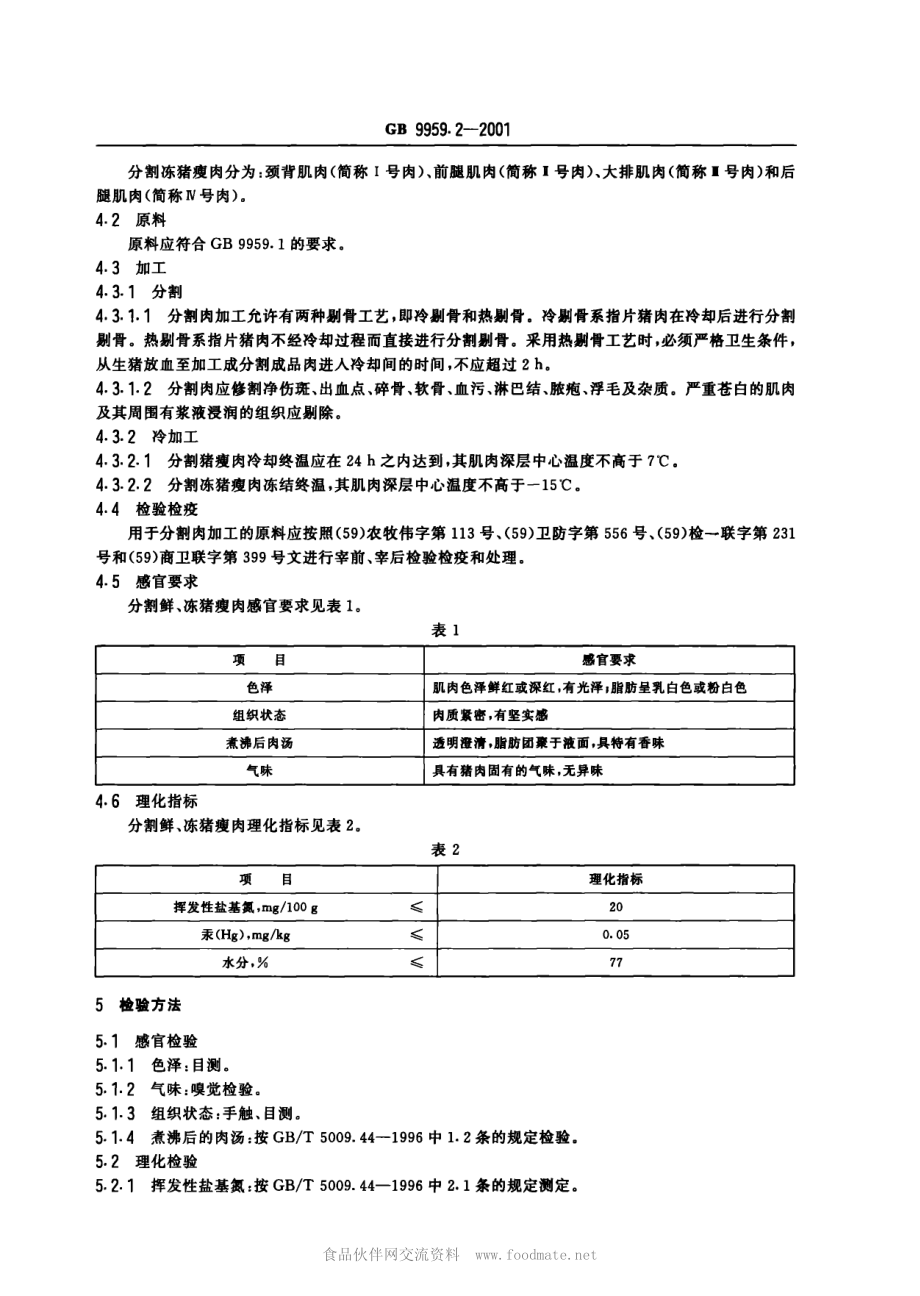 GB 9959.2-2001 分割鲜、冻猪瘦肉.pdf_第3页