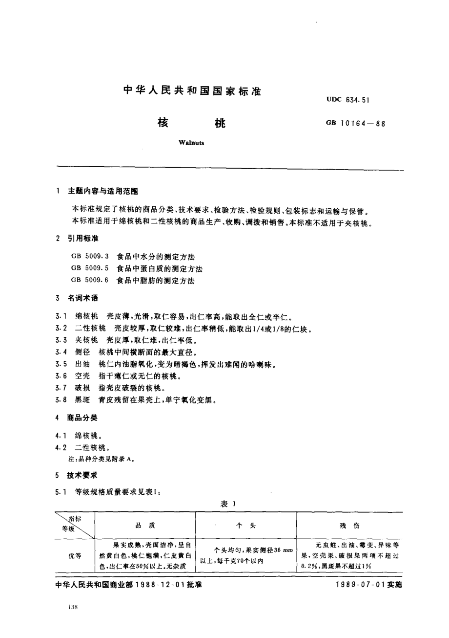 GB 10164-1988 核桃.pdf_第1页