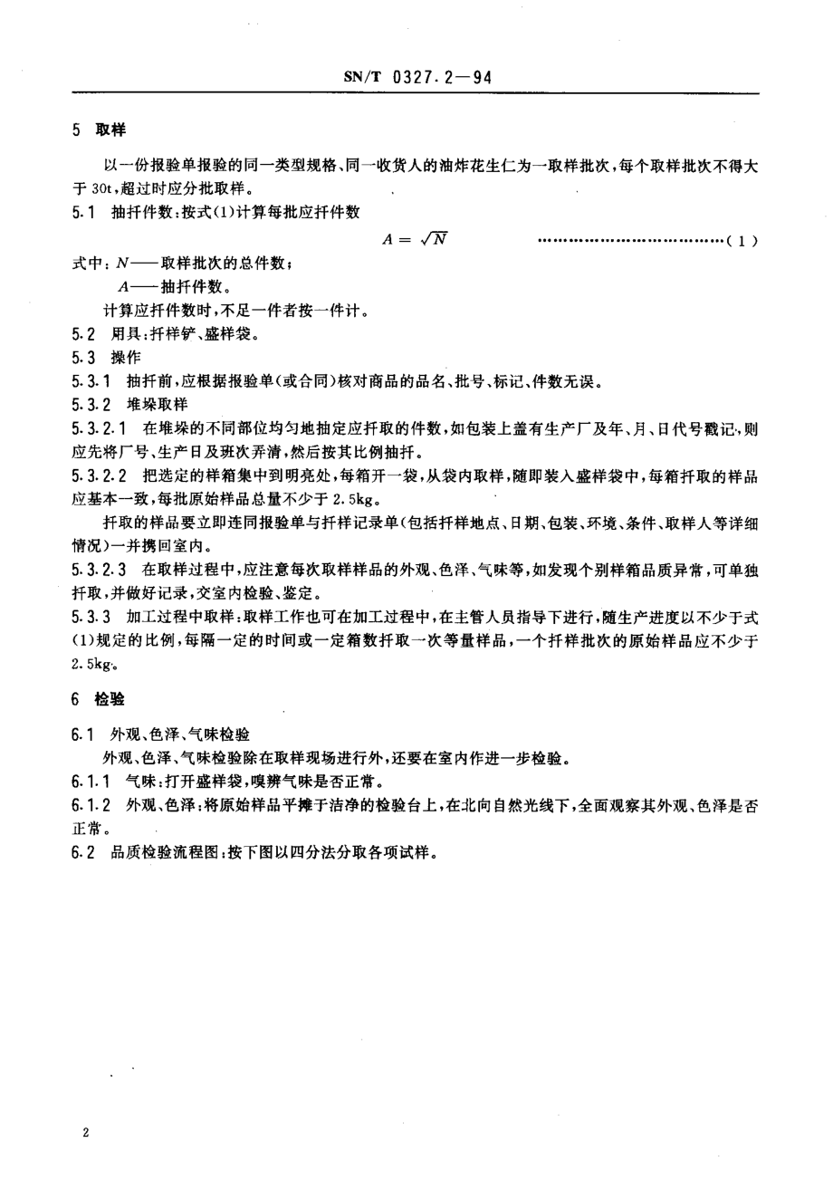 SNT 0327.2-1994 出口油炸花生仁检验规程.pdf_第3页