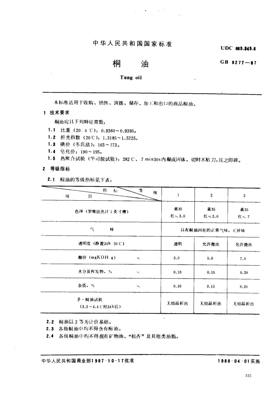 GBT 8277-1987 桐油.pdf_第1页