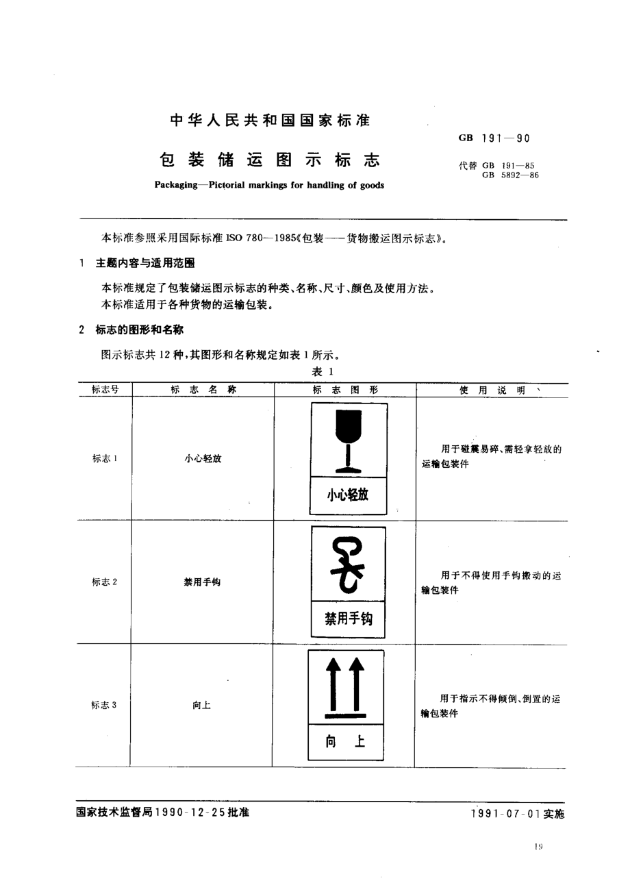 GB 191-1990 包装储运图示标志.pdf_第1页