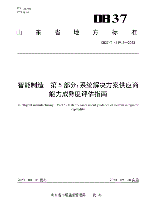 DB37T 4649.5—2023智能制造　第5部分：系统解决方案供应商能力成熟度评估指南.pdf