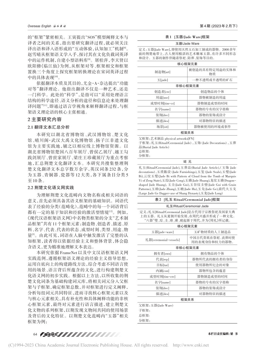 框架语义学视角下荆楚文化翻...以武汉市博物馆翻译文本为例_邹桢.pdf_第2页