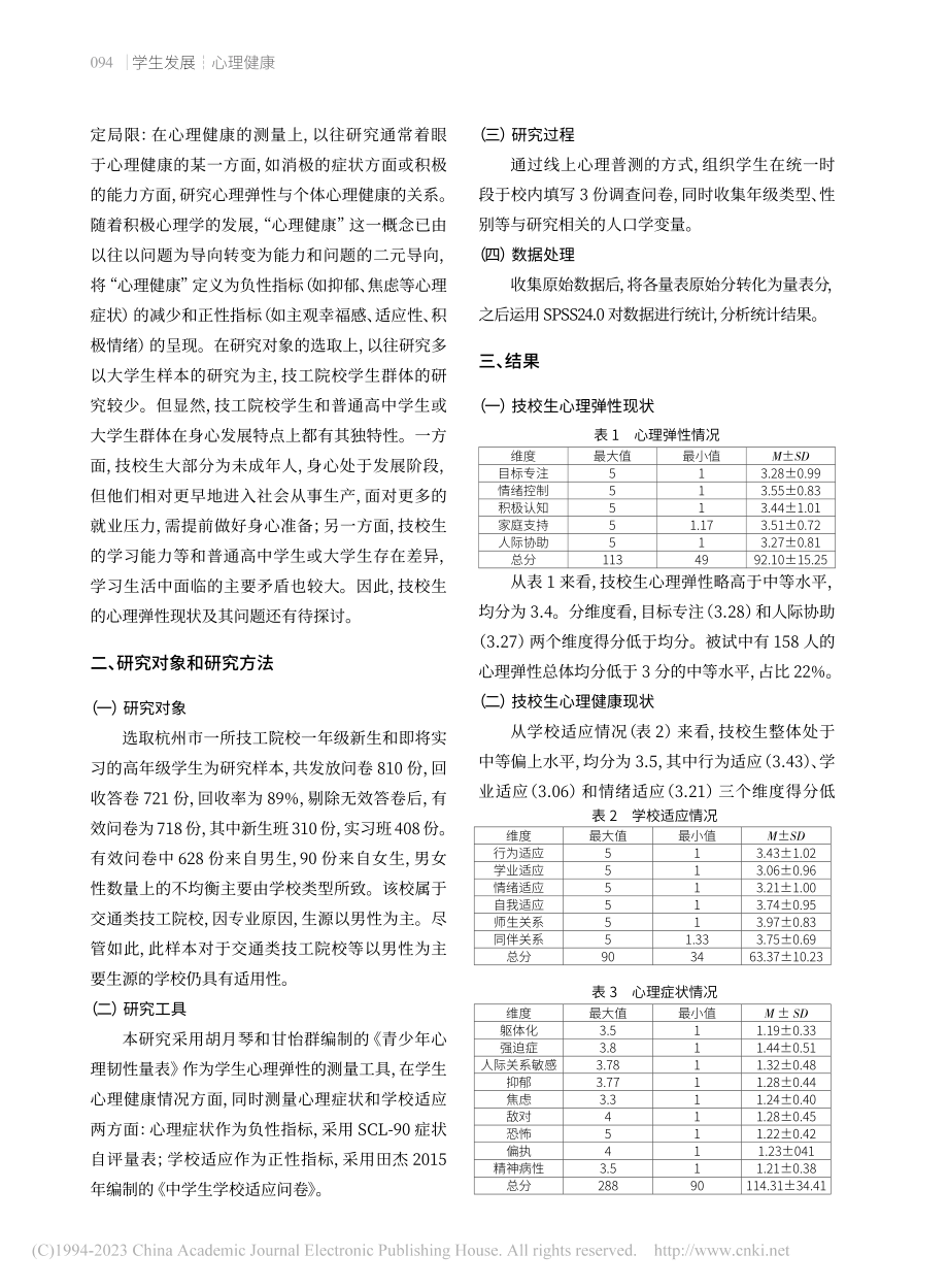 技工院校学生心理弹性现状调查研究_金立超.pdf_第2页