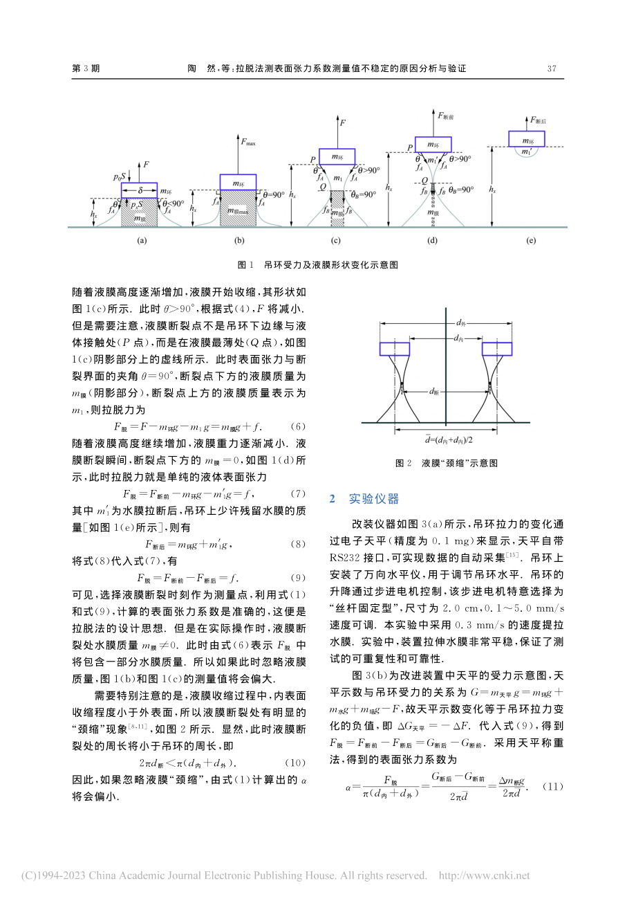 拉脱法测表面张力系数测量值不稳定的原因分析与验证_陶然.pdf_第2页