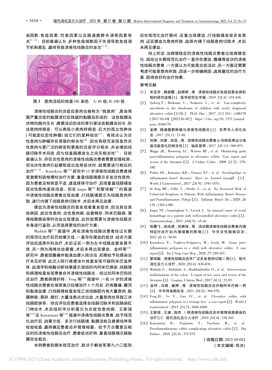 溃疡性结肠炎反复多次便血诊治1例_李翔.pdf_第2页