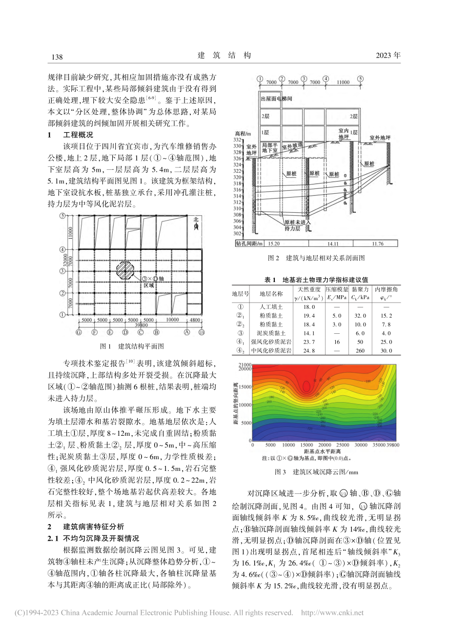 局部倾斜建筑分区域综合纠倾技术研究与运用_莫振林.pdf_第2页