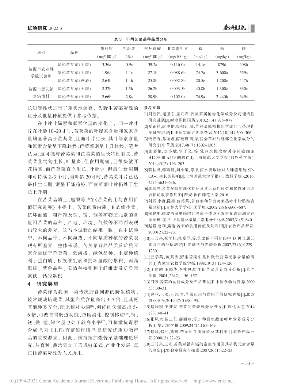 济源常见野生苦菜资源性状调查及品质分析_赵玉玲.pdf_第3页