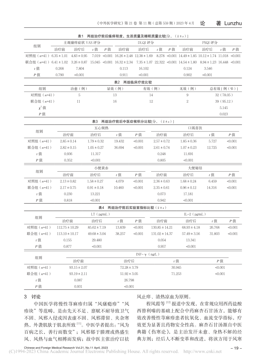 加味麻杏石甘汤联合依巴斯汀片治疗慢性荨麻疹的效果_张严.pdf_第3页