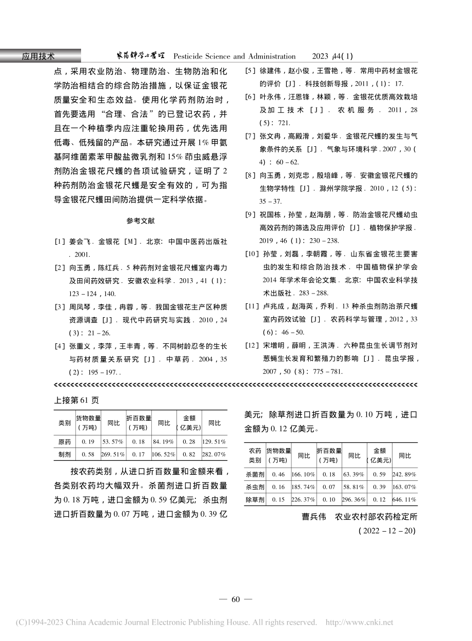 农药进出口月度情况(2022年11月)_曹兵伟.pdf_第2页