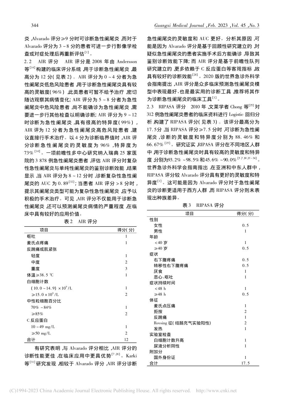 临床评分系统在急性阑尾炎诊断中的应用研究进展_冯丽颖.pdf_第3页