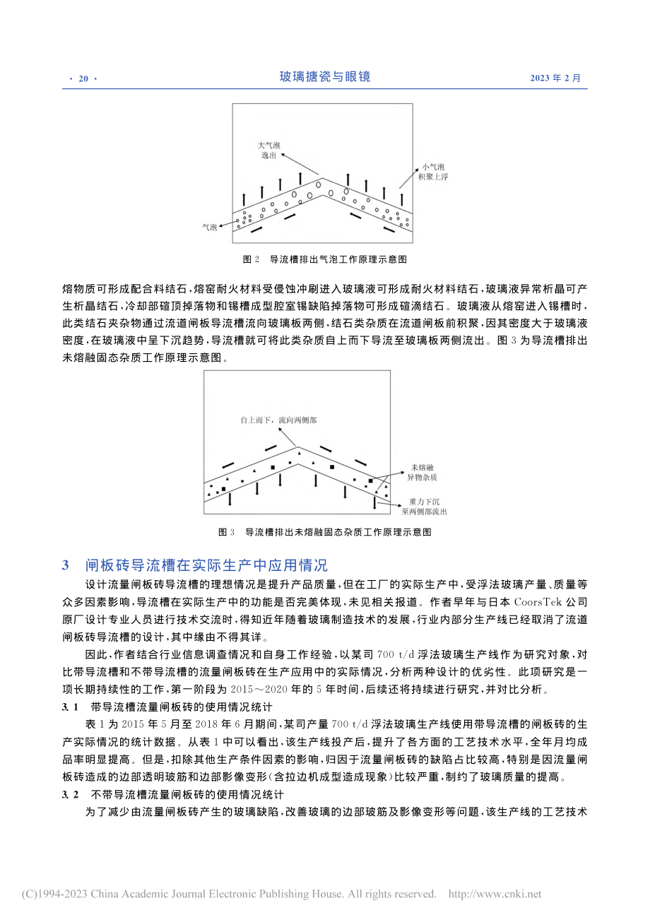 流量控制闸板砖导流槽对浮法玻璃生产质量的影响_易云.pdf_第3页