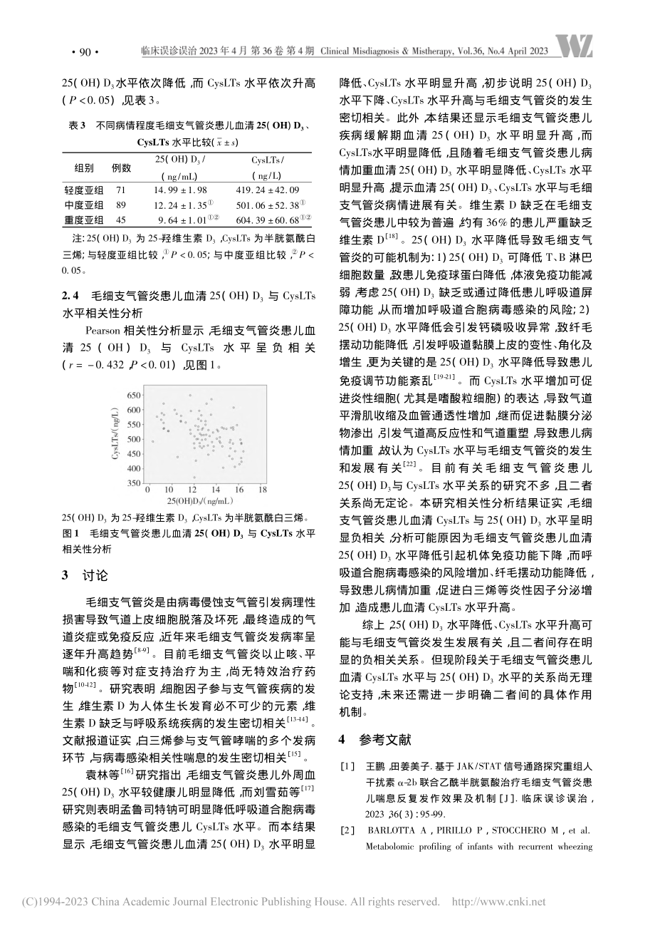 毛细支气管炎患儿25(OH...、CysLTs水平及相关性_王晓萍.pdf_第3页