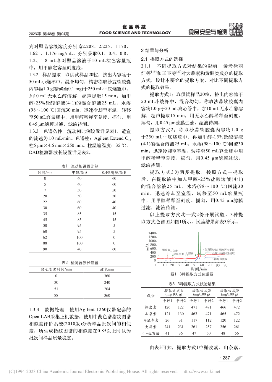 沙蒜软胶囊中5种功效指标的同步测定及其指纹图谱构建_李军波.pdf_第3页