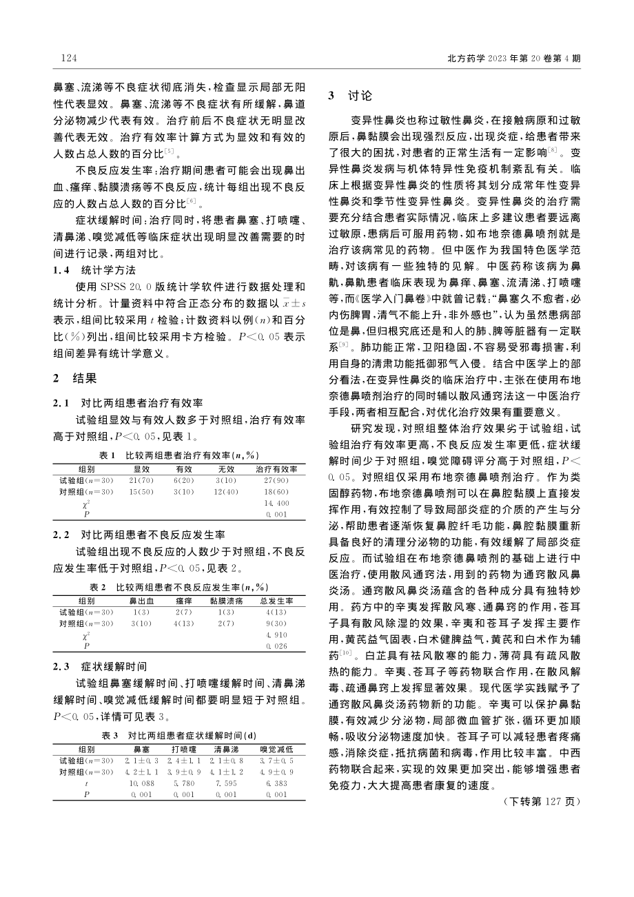 散风通窍法联合布地奈德鼻喷剂治疗变应性鼻炎的临床分析_王丽云.pdf_第2页