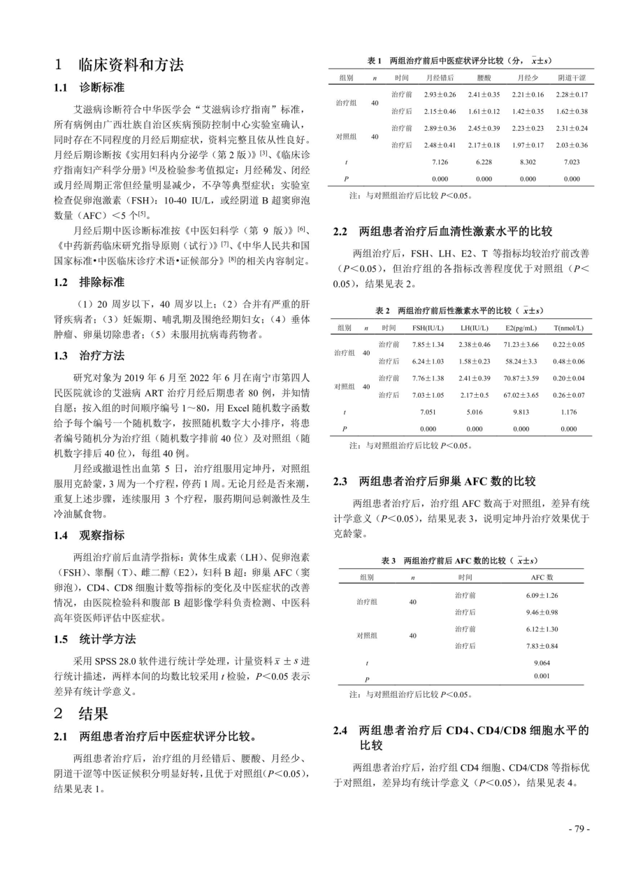 定坤丹干预艾滋病抗反转录病毒治疗后月经后期患者的临床研究.pdf_第2页