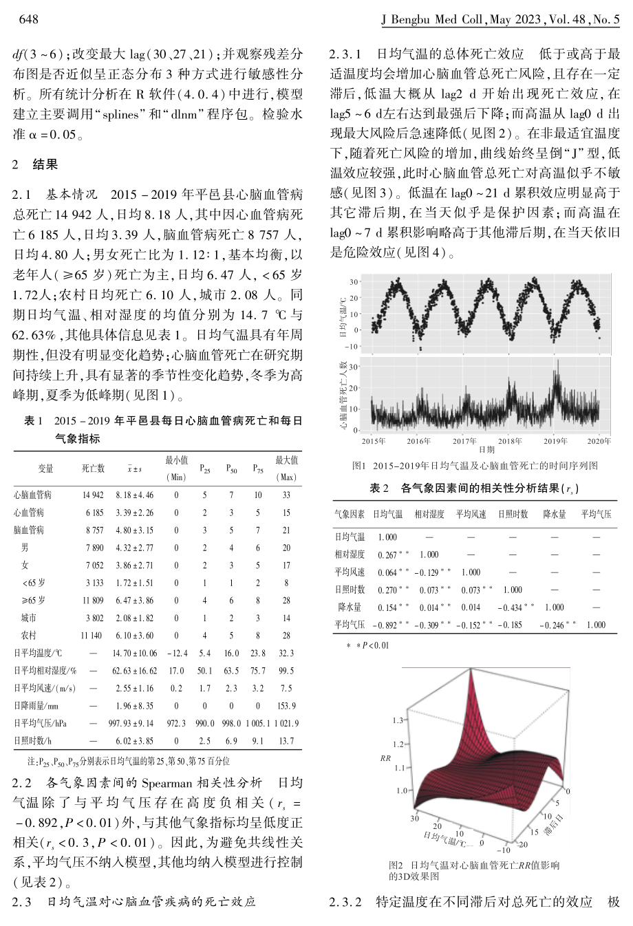 山东省平邑县日均气温对心脑血管疾病每日死亡影响的时间序列研究.pdf_第3页