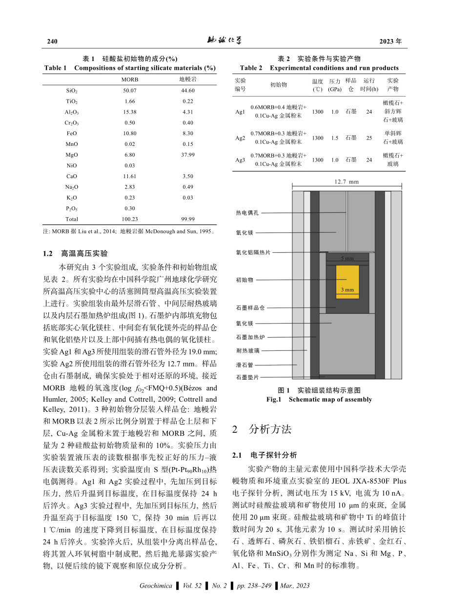 Ag在橄榄石、斜方辉石、单斜辉石和玄武质熔体间的分配.pdf_第3页