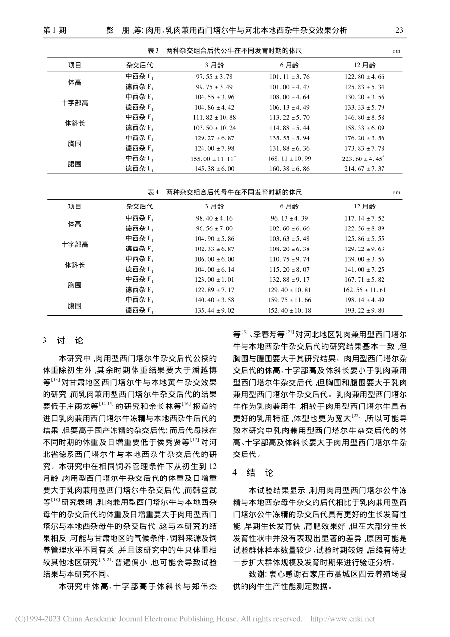 肉用、乳肉兼用西门塔尔牛与河北本地西杂牛杂交效果分析_彭朋.pdf_第3页