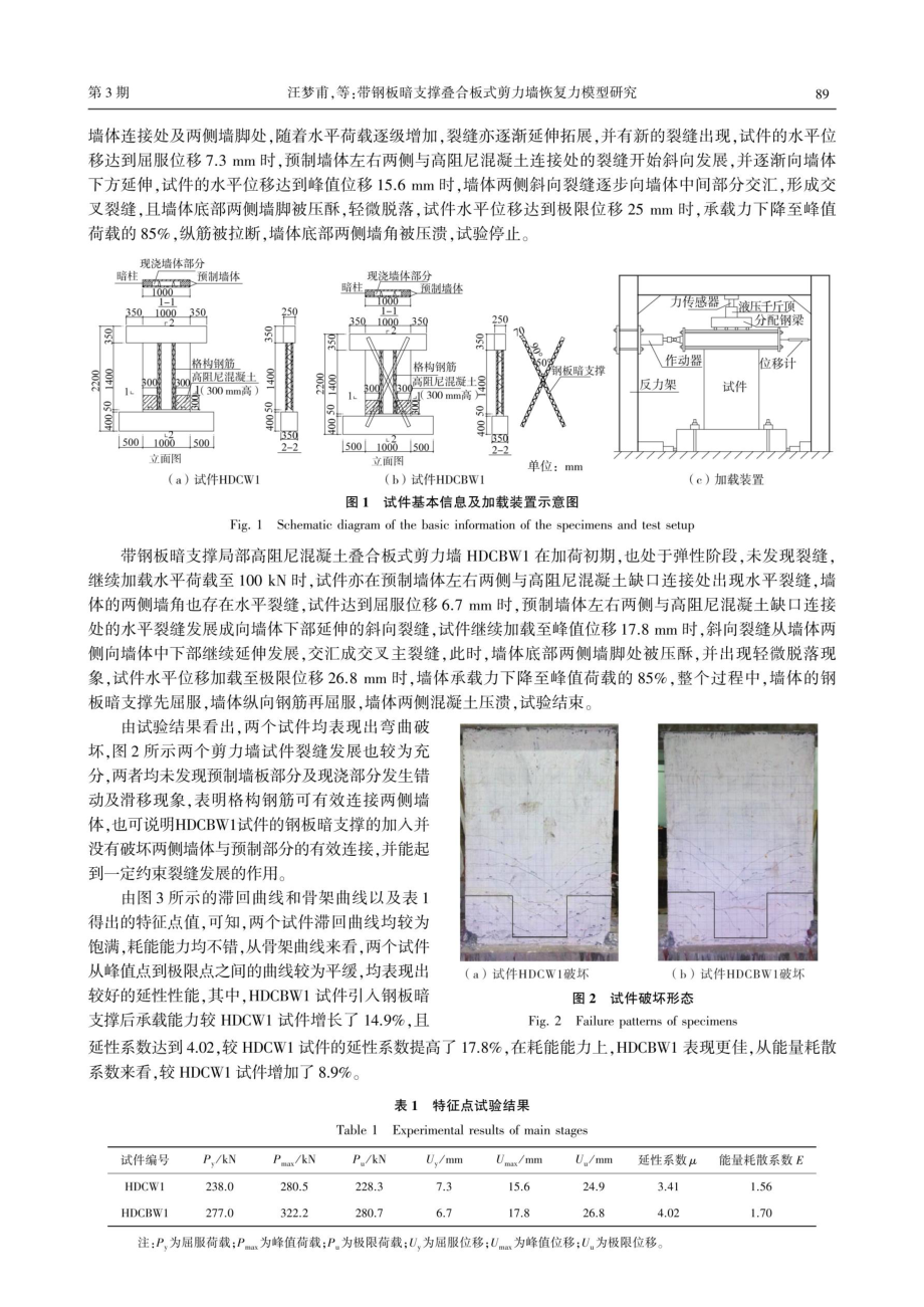 带钢板暗支撑叠合板式剪力墙恢复力模型研究.pdf_第3页