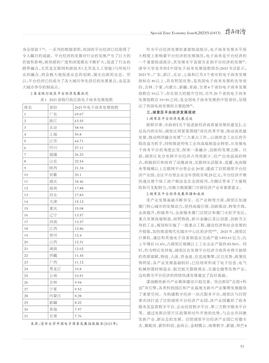 厦门市湖里区加快平台经济高质量发展研究_李清沛.pdf_第2页